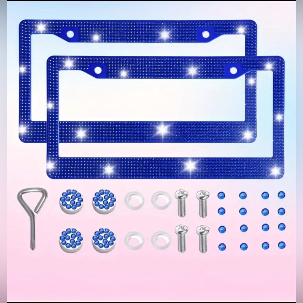2pcs Sparkling License Plate Frame